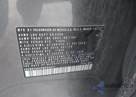 2023 Volkswagen Tiguan 2.0T Se R-Line Black из США, поврежденный, VIN 3VV8B7AX4PM025221